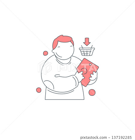 Man Using Tablet For Online Shopping And Adding To Cart Vector Illustration Man Using Tablet For Online Shopping And Adding To Cart Vector Illustration 137192285