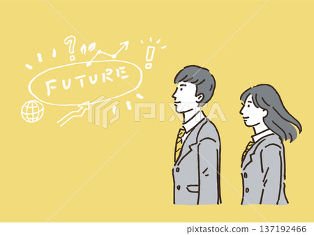 一名高中生展望未來的圖像插圖 一名高中生展望未來的圖像插圖 137192466