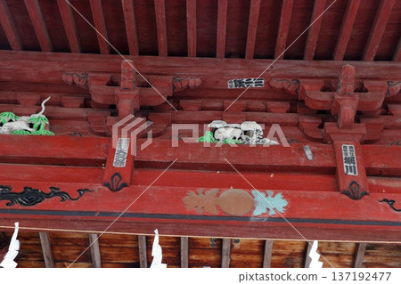 Kitaguchi Hongu Sengen Jinja Shrine in Fujiyoshida of Yamanashi Japan during the winter. This is the traditional Shinto entrance to the path to the summit of Mt. Fuji, and dates from the year 100AD Kitaguchi Hongu Sengen Jinja Shrine in Fujiyoshida of Yamanashi Japan during the winter. This is the traditional Shinto entrance to the path to the summit of Mt. Fuji, and dates from the year 100AD 137192477