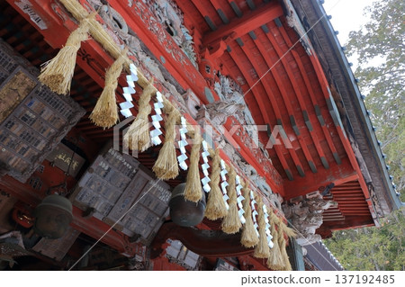 Kitaguchi Hongu Sengen Jinja Shrine in Fujiyoshida of Yamanashi Japan during the winter. This is the traditional Shinto entrance to the path to the summit of Mt. Fuji, and dates from the year 100AD Kitaguchi Hongu Sengen Jinja Shrine in Fujiyoshida of Yamanashi Japan during the winter. This is the traditional Shinto entrance to the path to the summit of Mt. Fuji, and dates from the year 100AD 137192485