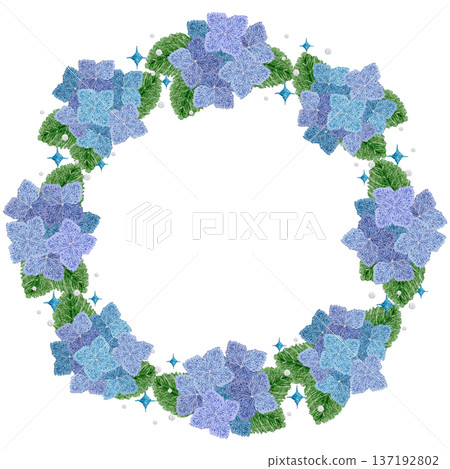 【繡球花框】手工刺繡插畫素材 137192802