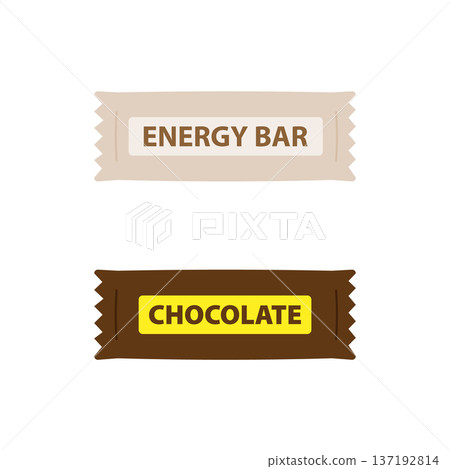 Illustration of individually wrapped energy bars 137192814