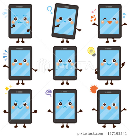 Smartphone character illustration facial expression set Smartphone character illustration facial expression set 137193241
