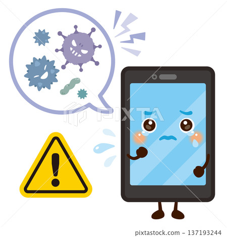 Character illustration of a smartphone exposed to the risk of a virus Character illustration of a smartphone exposed to the risk of a virus 137193244