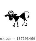 Indian warli painting art cartoon ox animal Indian warli painting art cartoon ox animal 137193469