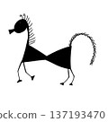 Indian warli painting art cartoon horse Indian warli painting art cartoon horse 137193470