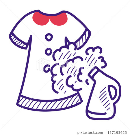 Dry steam cleaning clothing doodle icon Dry steam cleaning clothing doodle icon 137193623