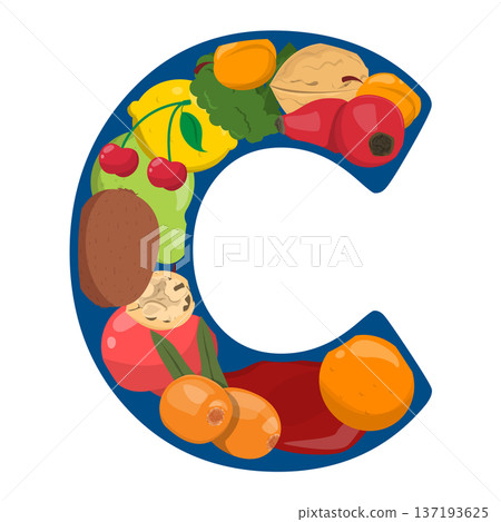 Food rich of vitamin C vector isolated 137193625