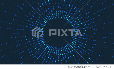 Abstract digital plexus tunnel formed by glowing dots connected with lines, creating a futuristic network hole. Concept of big data, artificial intelligence, neural networks,technology background 137193695