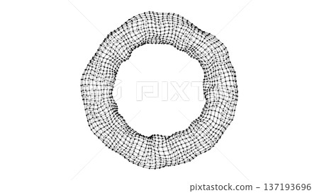 Abstract wireframe style geometric mesh as a ring with interconnected dots and lines forming a tech-inspired background. Technology background Abstract wireframe style geometric mesh as a ring with interconnected dots and lines forming a tech-inspired background. Technology background 137193696