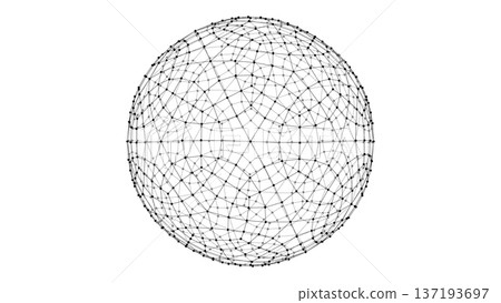 Abstract wireframe sphere. Dots connected by lines. Technology abstract background. Minimalist mesh backdrop. Abstract polygonal shape. 137193697