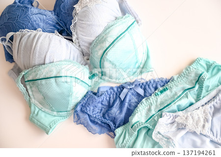 Blue bra and underwear set Blue bra and underwear set 137194261