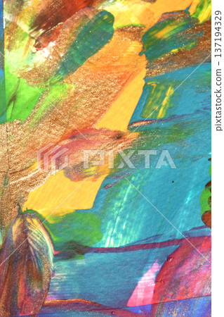 Vibrant thick strokes of richly pigmented acrylic ink paint abstract texture background 137194329