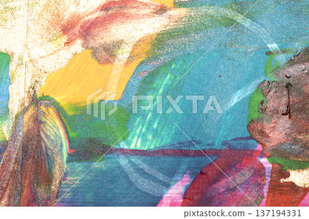 Vibrant thick strokes of richly pigmented acrylic ink paint abstract texture background 137194331