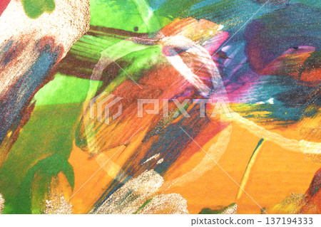 Vibrant thick strokes of richly pigmented acrylic ink paint abstract texture background Vibrant thick strokes of richly pigmented acrylic ink paint abstract texture background 137194333