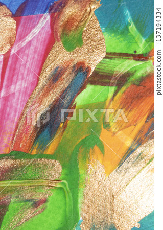 Vibrant thick strokes of richly pigmented acrylic ink paint abstract texture background 137194334