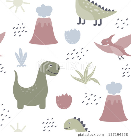 dinosaurs seamless pattern dinosaurs seamless pattern 137194358