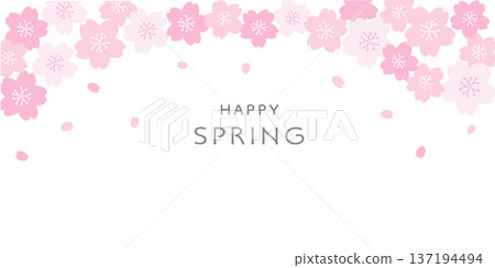 春季橫幅插圖 春季背景插圖 櫻花橫幅 粉紅色簡約 137194494