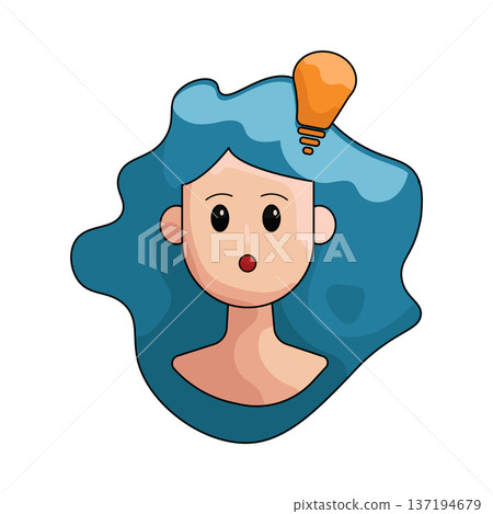Illustration of thinking woman Illustration of thinking woman 137194679