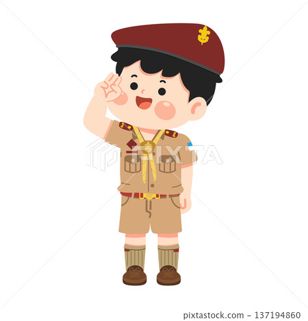Boy Scout Saluting Student Thailand 137194860
