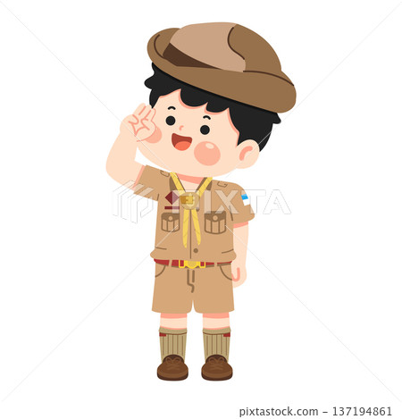 Primary Scout Student Giving Salute Primary Scout Student Giving Salute 137194861
