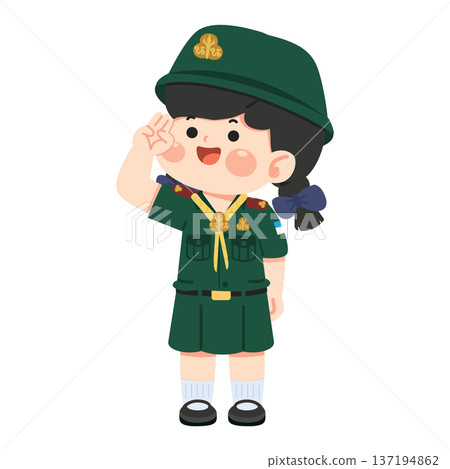 Girl Scout Saluting Student Thailand Girl Scout Saluting Student Thailand 137194862