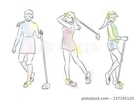 女子打高爾夫球 女子打高爾夫球 137195120