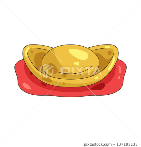 Illustration of Chinese gold ingot Illustration of Chinese gold ingot 137195135