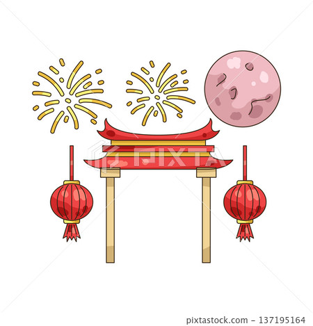 Illustration of torii gate Illustration of torii gate 137195164