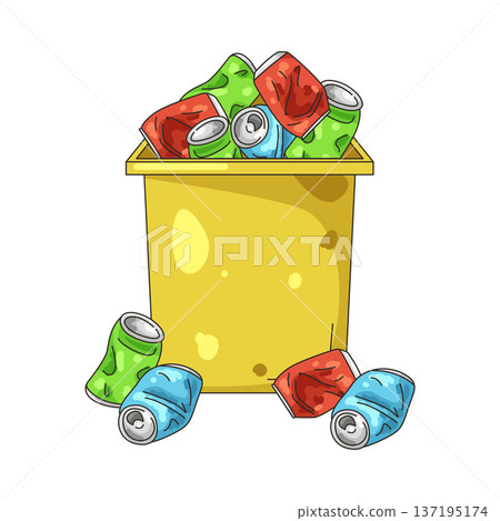 Illustration of can waste 137195174