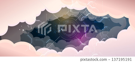 Cloud concept technology science background and network security 137195191