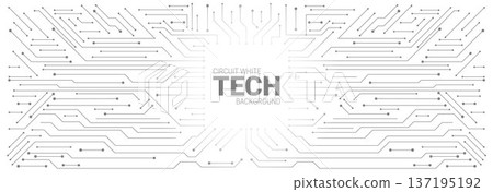 Circuit board pattern with electronic lines, chip 137195192