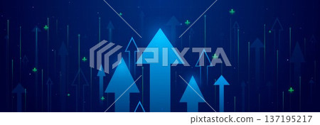 Blue neon arrows growing up, financial success 137195217