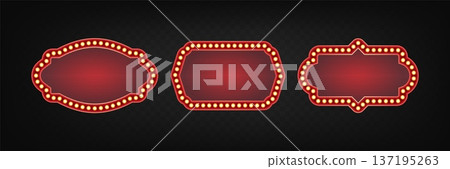 Vintage casino show bulb frame, glowing signboard Vintage casino show bulb frame, glowing signboard 137195263