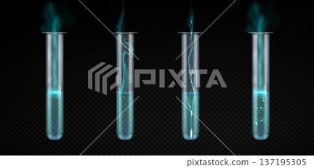 Magical potion elixir bottle, glowing blue smoke 137195305