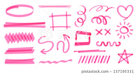 Hand drawn marker highlights and underlines 137195331