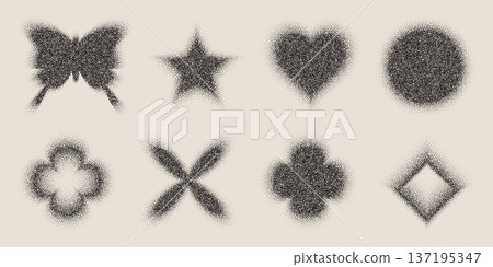 Grainy gradient shapes, noisy halftone patterns Grainy gradient shapes, noisy halftone patterns 137195347