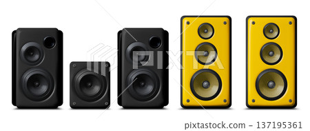 3D speaker realistic vector, music sound equipment 137195361