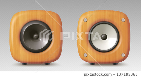 3D speaker realistic vector, music sound equipment 137195363