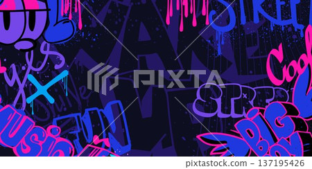 Urban hiphop or rap street art graffiti background Urban hiphop or rap street art graffiti background 137195426