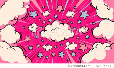 Comic book bursting sky background with clouds Comic book bursting sky background with clouds 137195444