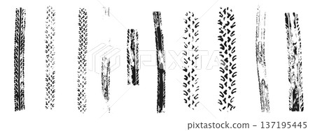 Black tire track marks isolated on white 137195445