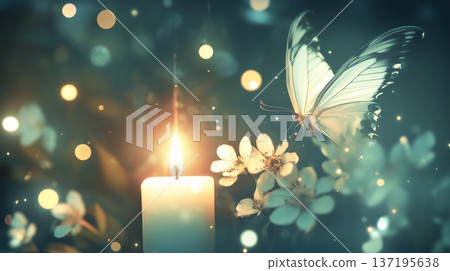 fairy tale blooming girly background candle nature enchanted butterfly fairy tale blooming girly background candle nature enchanted butterfly 137195638