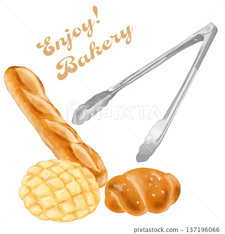 逼真地描繪了麵包夾和三種麵包 137196066