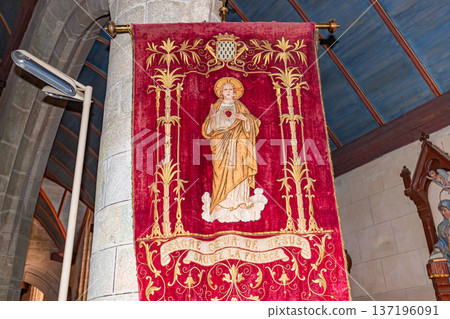 Parish close church of Confort Meilars, finistere, brittany, france 137196091