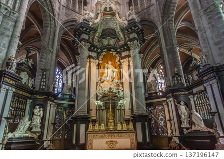 Interiors of Saint Bavon cathedral, Ghent, Belgium Interiors of Saint Bavon cathedral, Ghent, Belgium 137196147