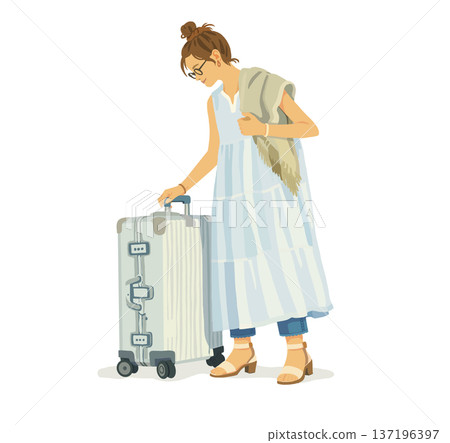 攜帶行李的女子旅行 137196397
