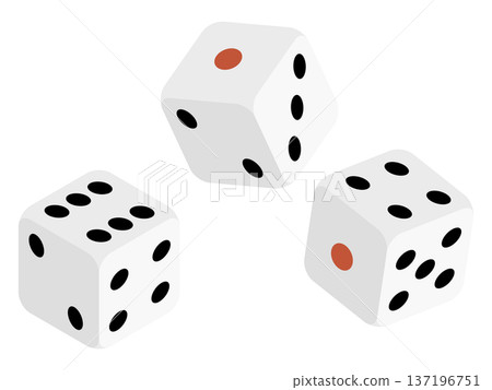 Board game style vector illustration of three dice lined up Board game style vector illustration of three dice lined up 137196751