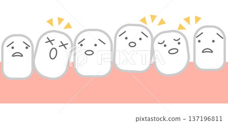 Illustration material of a tooth character with misaligned teeth Illustration material of a tooth character with misaligned teeth 137196811