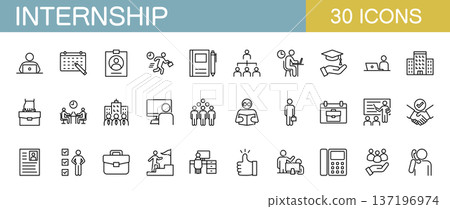 Internship line icon set 137196974